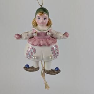 Schmid Doll Christmas Ornament Porcelain Vtg Signed Jumping Jack Ballerina Girl